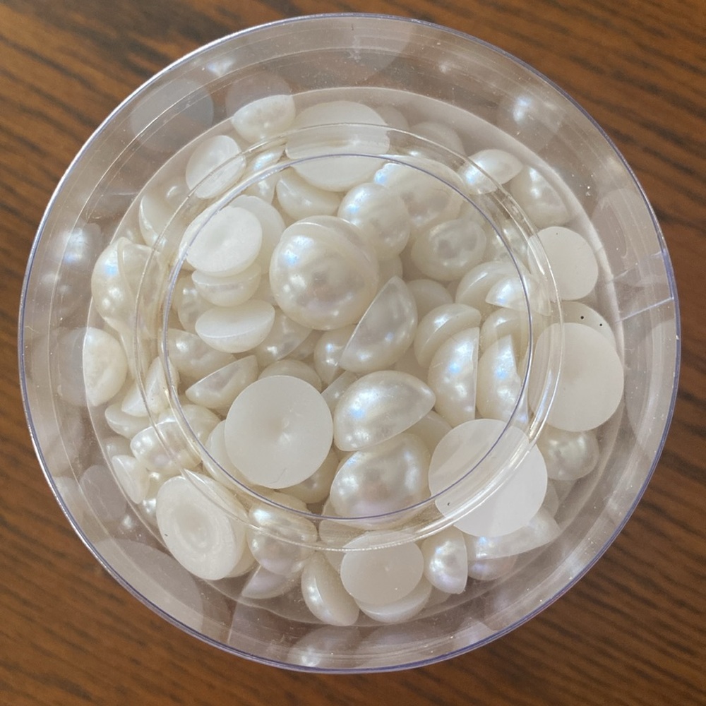 8 OZ. Half Round Flat Back Faux Pearl Assortment